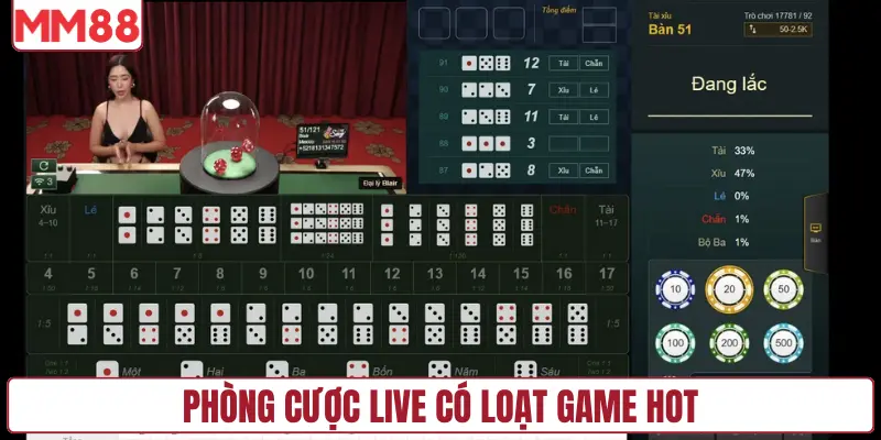 Phòng cược live có loạt game hot